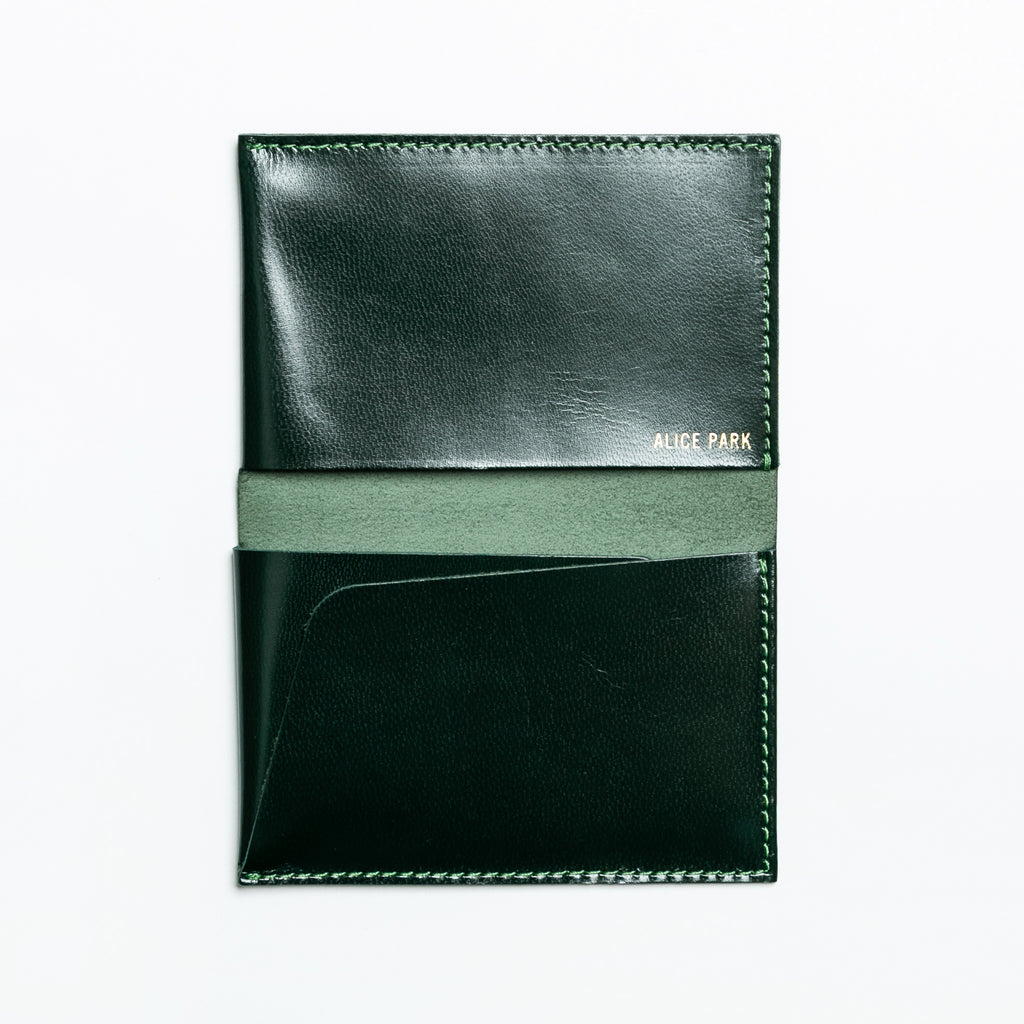 alice park kidskin card case forest green