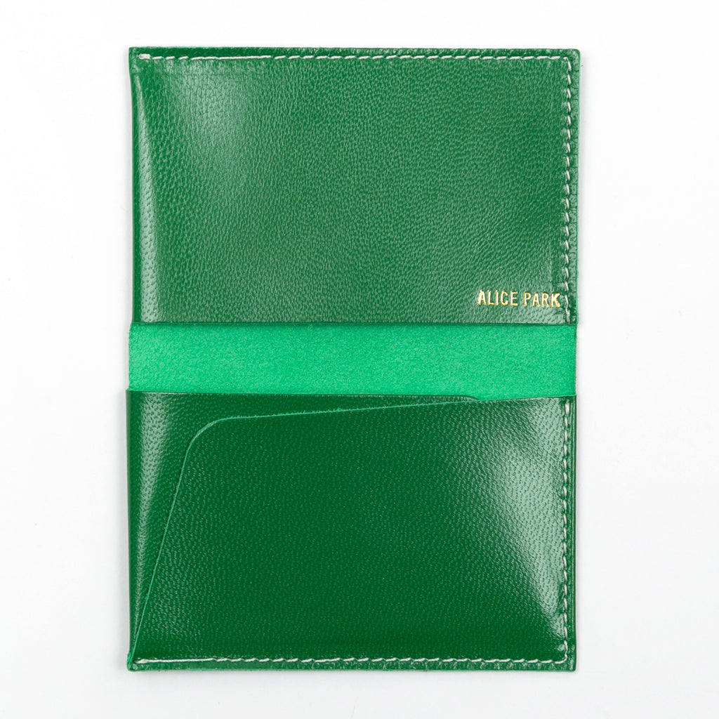 alice park kidskin card case green
