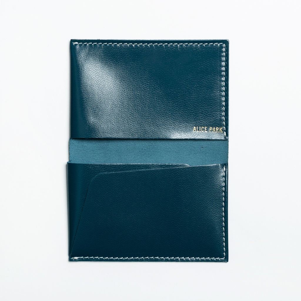 alice park kidskin card case blue grey